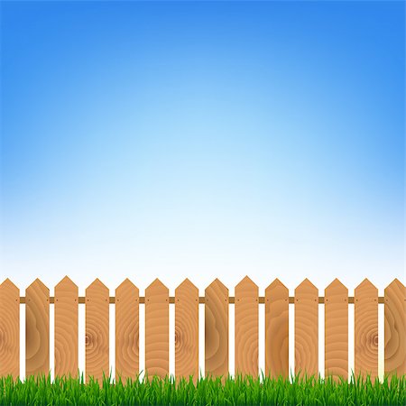 simsearch:400-08554639,k - Fence With Green Grass And Blue Sky With Gradient Mesh, Vector Illustration Stock Photo - Budget Royalty-Free & Subscription, Code: 400-09088554