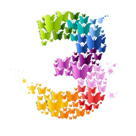 Number 3 From  Butterfly, Vector Illustration, With Gradient Mesh Stock Photo - Budget Royalty-Free & Subscription, Code: 400-09088569