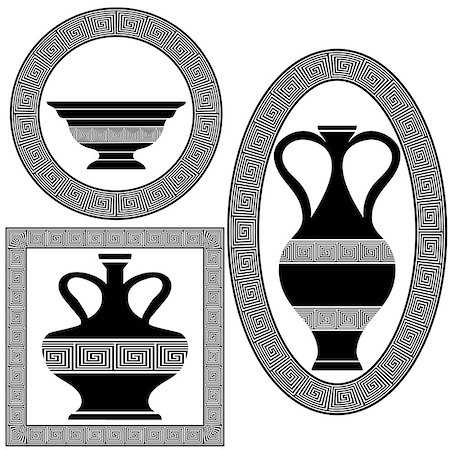 simsearch:400-08977036,k - Set  of Greek Frames and Amphora Isolated on White Background Foto de stock - Royalty-Free Super Valor e Assinatura, Número: 400-09088586