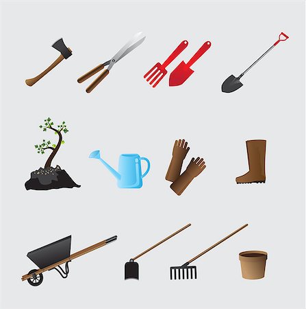 phukankosana (artist) - Set of various gardening items. Garden tools. illustration of items for gardening. Vector illustration. Foto de stock - Super Valor sin royalties y Suscripción, Código: 400-09088693