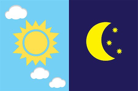 vector illustration of day night, sun and moon Stock Photo - Budget Royalty-Free & Subscription, Code: 400-09088709
