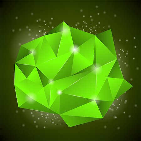 simsearch:400-07627757,k - Green Polygonal Stone Isolated on Dark Background Stock Photo - Budget Royalty-Free & Subscription, Code: 400-09088778