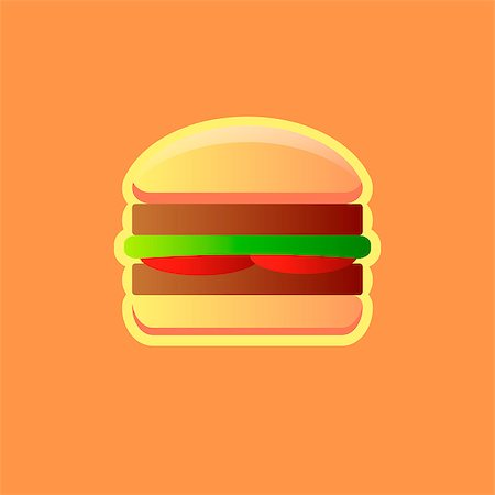 siletskyi (artist) - Vector image burger on an orange background Stock Photo - Budget Royalty-Free & Subscription, Code: 400-09088925
