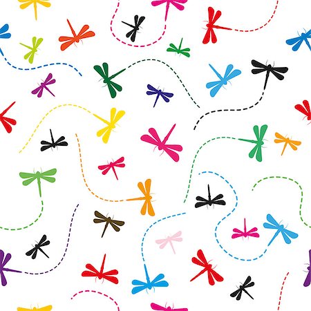 phukankosana (artist) - Dragonfly Pattern Seamless  background vector illustration. Foto de stock - Super Valor sin royalties y Suscripción, Código: 400-09088962