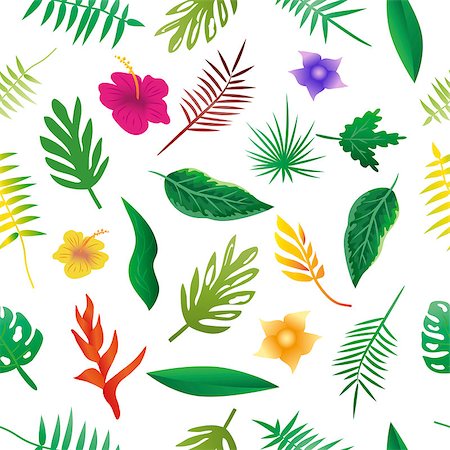 phukankosana (artist) - Floral and leaves of summer, Natural Seamless Pattern. vector illustration. Stock Photo - Budget Royalty-Free & Subscription, Code: 400-09088963