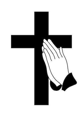 vector illustration of praying hands and cross icon Photographie de stock - Aubaine LD & Abonnement, Code: 400-09089013