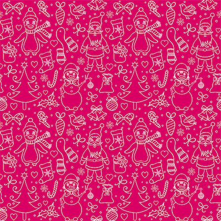 simsearch:400-07215586,k - seamless christmas pattern with various characters.vector illustration. Stock Photo - Budget Royalty-Free & Subscription, Code: 400-09089052