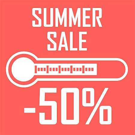 siletskyi (artist) - Icon of a white thermometer on a red background that shows a discount sale, an illustration on a discount theme Stock Photo - Budget Royalty-Free & Subscription, Code: 400-09089267