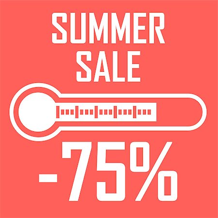 siletskyi (artist) - Picture of a white thermometer on a red background that shows a discount sale With the inscription Summer Sale, an illustration on a discount theme Stock Photo - Budget Royalty-Free & Subscription, Code: 400-09089268