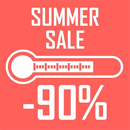 siletskyi (artist) - Illustration of a white thermometer on a red background that shows a discount sale With the inscription Summer Sale, an illustration on a discount theme Stock Photo - Budget Royalty-Free & Subscription, Code: 400-09089269