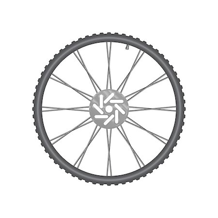 Black metallic bicycle wheel on a white background Stock Photo - Budget Royalty-Free & Subscription, Code: 400-09089297