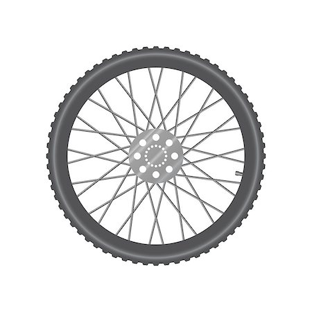 Black metallic bicycle wheel on a white background Stock Photo - Budget Royalty-Free & Subscription, Code: 400-09089298