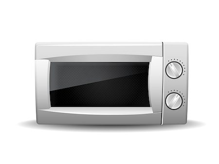 Microwave oven isolated on white background. Front view of white microwave. Modern, realistic vector illustration of home kitchen appliances. Stock Photo - Budget Royalty-Free & Subscription, Code: 400-09089355