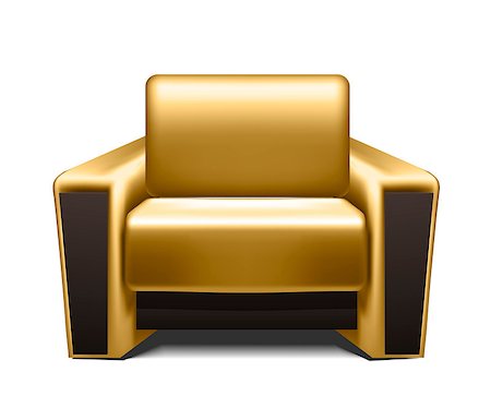 simsearch:400-09090800,k - Gold leather armchair isolated on white background Photographie de stock - Aubaine LD & Abonnement, Code: 400-09089363