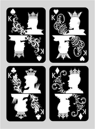 simsearch:400-04382425,k - Poker cards King set four color classic design Stockbilder - Microstock & Abonnement, Bildnummer: 400-09089562