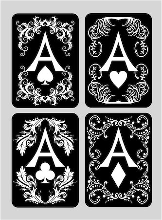 simsearch:400-04382425,k - Poker cards Aces set four color classic design Stockbilder - Microstock & Abonnement, Bildnummer: 400-09089563