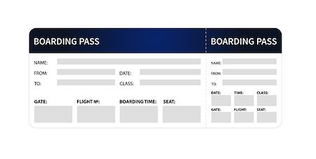 simsearch:400-08157046,k - Airplane boarding pass. Blue ticket isolated on white background. Vector illustration Stock Photo - Budget Royalty-Free & Subscription, Code: 400-09089611