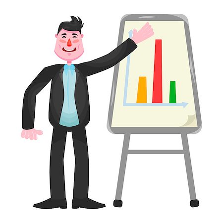 positive attitude cartoon - Successful businessman in a stylish suit at a blackboard with graphs Stock Photo - Budget Royalty-Free & Subscription, Code: 400-09089621