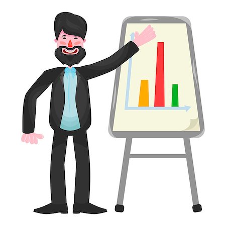 siletskyi (artist) - Happy businessman with a beard near a white board with scattered charts Stock Photo - Budget Royalty-Free & Subscription, Code: 400-09089622