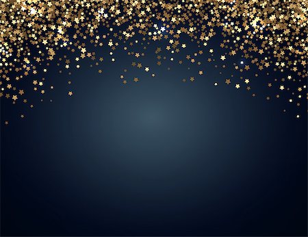 simsearch:400-09089937,k - Festive horizontal Christmas and New Year background with gold glitter of stars. Vector illustration. Stock Photo - Budget Royalty-Free & Subscription, Code: 400-09089636