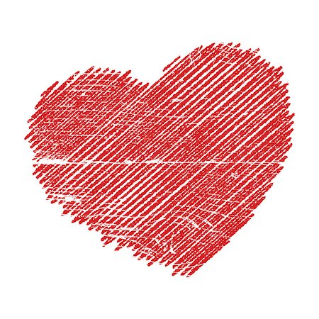 simsearch:400-08415609,k - Crayon painted valentine heart texture. Isolated Hand drawn red love symbol. Grunge holiday romantic sign. Stroke shaded shape. Icon, badge, label background. High detailed quality. EPS10 vector. Stock Photo - Budget Royalty-Free & Subscription, Code: 400-09089713