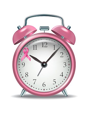 simsearch:400-08341383,k - Pink alarm clock with pink ribbon on clock face. Concept of Breast cancer awareness and social support. Symbol of world month fight against breast cancer. EPS10 vector Stock Photo - Budget Royalty-Free & Subscription, Code: 400-09089781