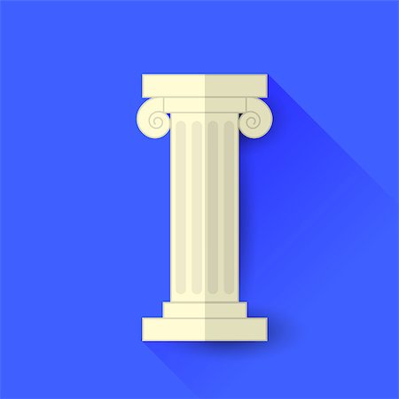 simsearch:400-07038923,k - Single Greek Column Isolated on Blue Background. Long Shadow Stock Photo - Budget Royalty-Free & Subscription, Code: 400-09089850