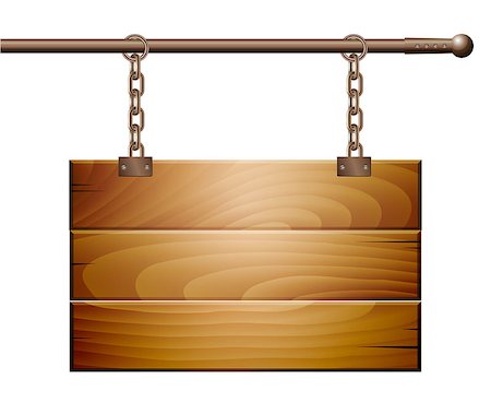 simsearch:400-09117481,k - Empty wooden board sign hanging on a chain isolated on white. Vector illustration Foto de stock - Super Valor sin royalties y Suscripción, Código: 400-09089876