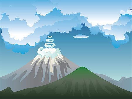 simsearch:400-05683191,k - Illustration of cartoon volcano on a peaceful island. Stock Photo - Budget Royalty-Free & Subscription, Code: 400-09080051