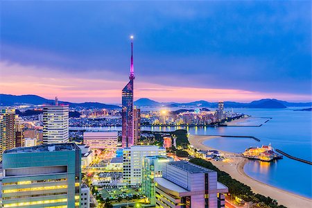 simsearch:400-06640466,k - Fukuoka, Japan downtown city skyline. Stock Photo - Budget Royalty-Free & Subscription, Code: 400-09080117