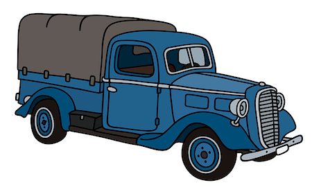 simsearch:400-08966942,k - Hand drawing of a classic blue small cowered delivery truck Stock Photo - Budget Royalty-Free & Subscription, Code: 400-09080167