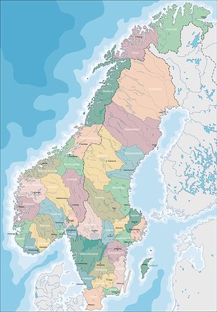 simsearch:400-08652454,k - Sllustration of a Map of Norway and Sweden Stock Photo - Budget Royalty-Free & Subscription, Code: 400-09080228