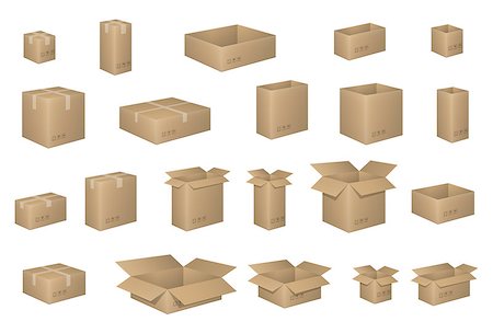 shipping box isolated - Big Set of isometric cardboard boxes isolated on white. Carton box Organized by layers. Vector illustration EPS 10. Delivery packaging open and closed cardboard with fragile signs. Stock Photo - Budget Royalty-Free & Subscription, Code: 400-09080278