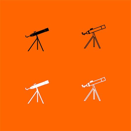 simsearch:400-08374698,k - Telescope it is  black and white set icon . Stock Photo - Budget Royalty-Free & Subscription, Code: 400-09080379