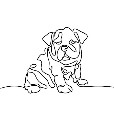 Continuous line drawing. Puppy Sharpei dog sittimg. Vector illustration Stock Photo - Budget Royalty-Free & Subscription, Code: 400-09080385