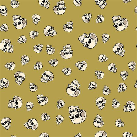 simsearch:400-06084708,k - Human skull seamless pattern background, pop art retro vector illustration. Halloween holiday and Mexican day of the dead Stock Photo - Budget Royalty-Free & Subscription, Code: 400-09080872