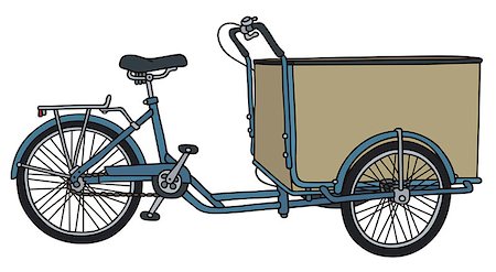 Hand drawing of a classic blue bakery freight pedal tricycle rickshaw Stock Photo - Budget Royalty-Free & Subscription, Code: 400-09080992