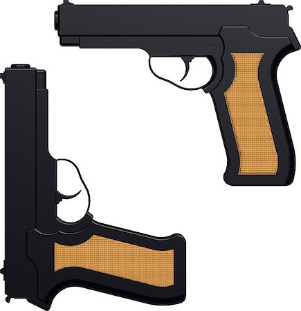 3D image of handgun isolated on white background Fotografie stock - Microstock e Abbonamento, Codice: 400-09081098