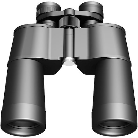 3D image of black binoculars isolated on white background Fotografie stock - Microstock e Abbonamento, Codice: 400-09081099