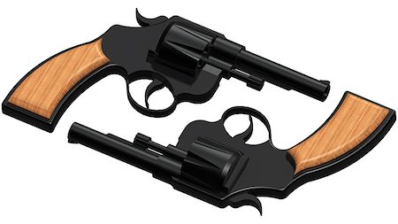 3D image of two revolvers isolated on white background Fotografie stock - Microstock e Abbonamento, Codice: 400-09081104
