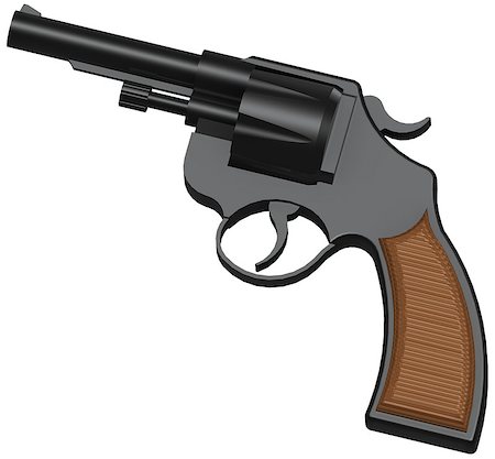 3D image of classic revolver isolated on white background Fotografie stock - Microstock e Abbonamento, Codice: 400-09081105