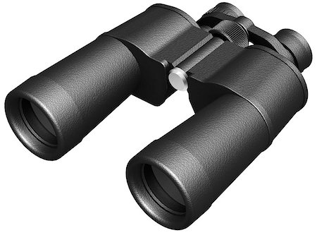 3D image of black binoculars isolated on white background Fotografie stock - Microstock e Abbonamento, Codice: 400-09081101