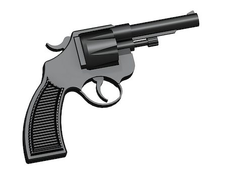 3D image of classic revolver isolated on white background Fotografie stock - Microstock e Abbonamento, Codice: 400-09081102