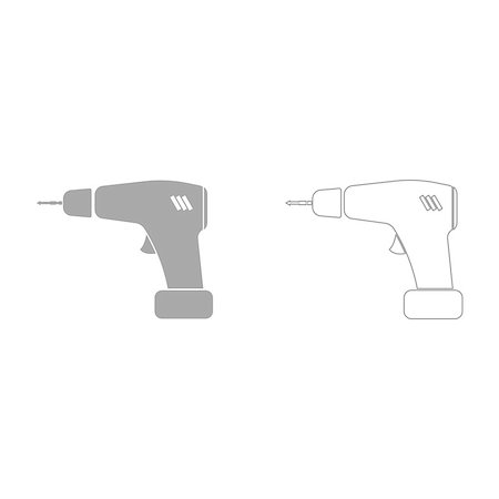 drill and cartoon - Screwdriver grey set it is icon . Flat style . Stock Photo - Budget Royalty-Free & Subscription, Code: 400-09081457