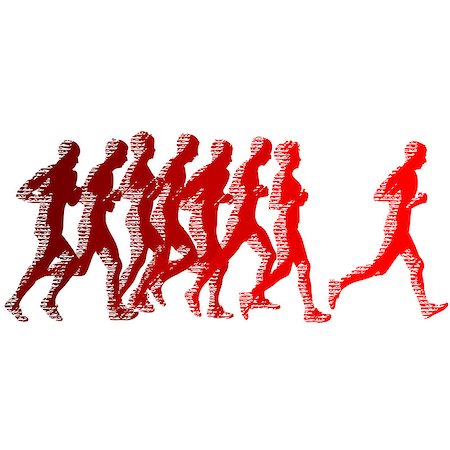 simsearch:400-04273380,k - Set of silhouettes. Runners on sprint, men and woman. Foto de stock - Super Valor sin royalties y Suscripción, Código: 400-09081589