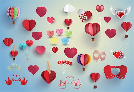 simsearch:400-08410647,k - hearts set for love and valentine design,paper art and craft. Stock Photo - Budget Royalty-Free & Subscription, Code: 400-09081606