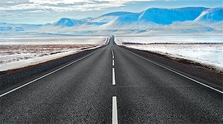 Highway route in Siberia to the snowy mountains Stock Photo - Budget Royalty-Free & Subscription, Code: 400-09081718