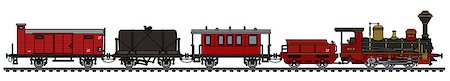 simsearch:400-08338640,k - Hand drawing of a vintage steam train Fotografie stock - Microstock e Abbonamento, Codice: 400-09081909