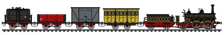 simsearch:400-08338640,k - Hand drawing of a historical steam train Fotografie stock - Microstock e Abbonamento, Codice: 400-09081911