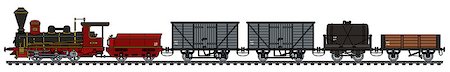 Hand drawing of a historical steam freight train Stock Photo - Budget Royalty-Free & Subscription, Code: 400-09081913